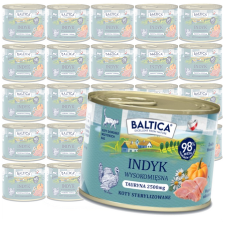 Baltica Smaki Regionów Indyk 24x185g Bezzbożowa Mokra Karma Dla Kotów Sterylizowanych