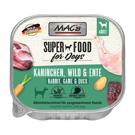 MAC's Dog Bezzbożowa Mokra Karma Dla Psa Tacka 10x150g z Królikiem Jeleniem i Kaczką
