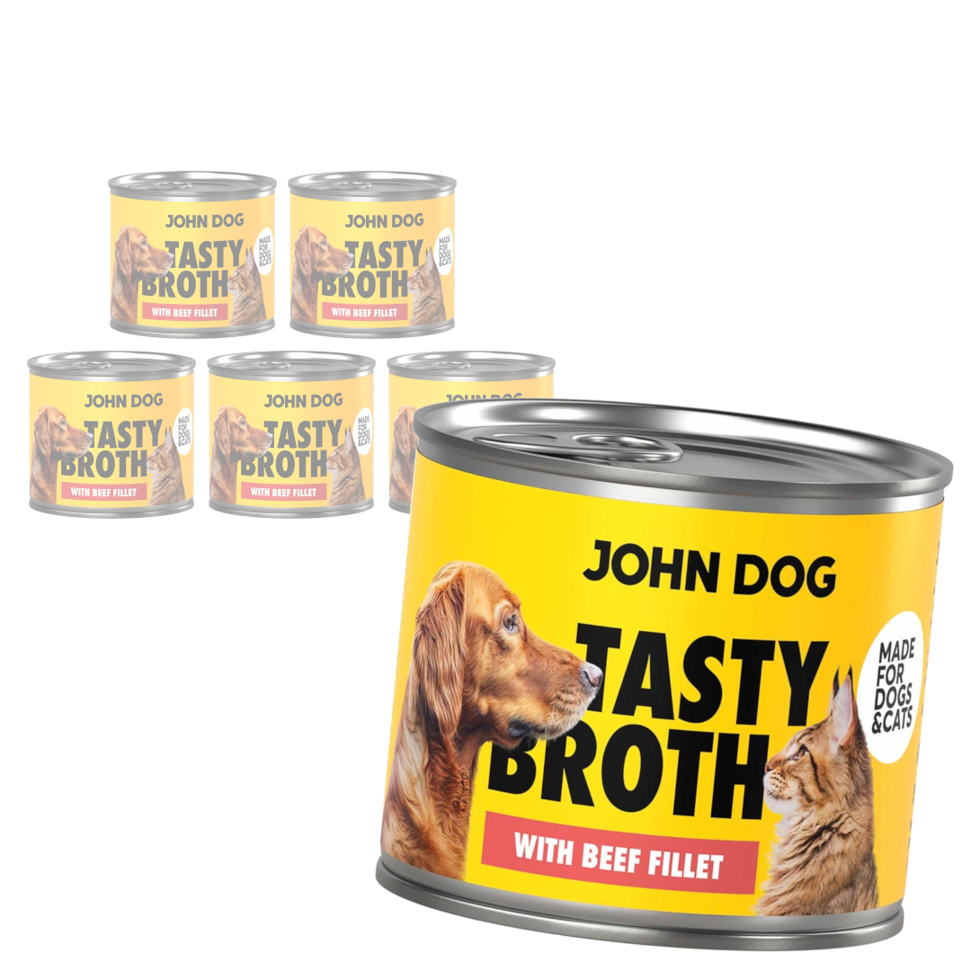John Dog Tasty Broth Mokra Uzupełniająca Karma Dla Dorosłych Psów I Kotów Z Wołowiną