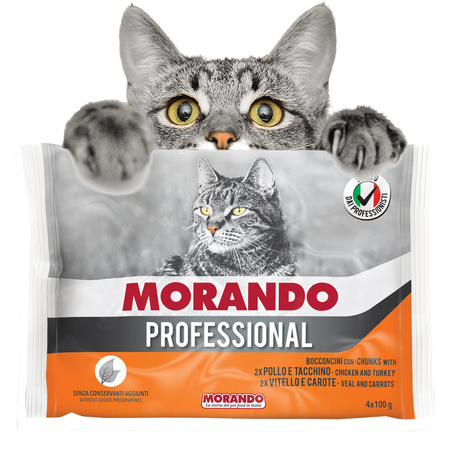 Morando Professional Mokra Karma Dla Kota Saszetka 4x100g Kurczak-Indyk / Cielęcina-Marchewka