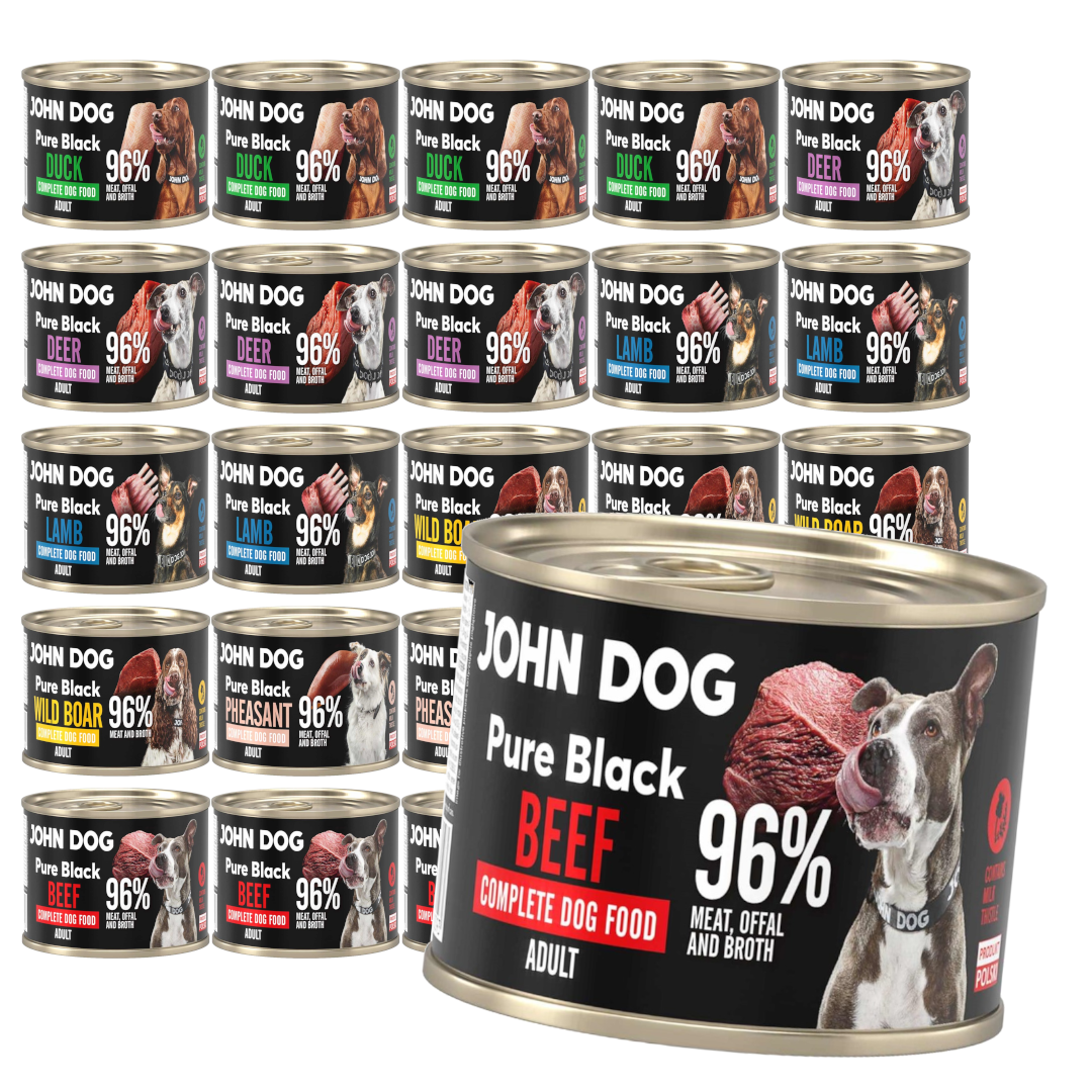 John Dog Pure Black Adult 24x200g Mokra Karma Dla Psa Mix 6 Smaków