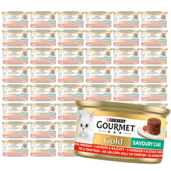 Purina Gourmet Gold z Wołowiną i Pomidorami 48x85g Mokra Karma Dla Kota Savoury Cake