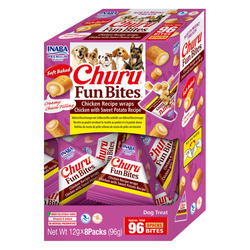 Inaba Dog Churu Fun Bites Chicken with Sweet Potato Recipe 8x12g Przysmak Dla Psa Poduszki Z Kremowym Nadzieniem Kurczak Batat
