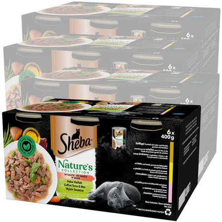 Sheba Wybór Smaków w Sosie Puszka 24x400g Nature's Collection Mokra Karma Dla Dorosłych Kotów
