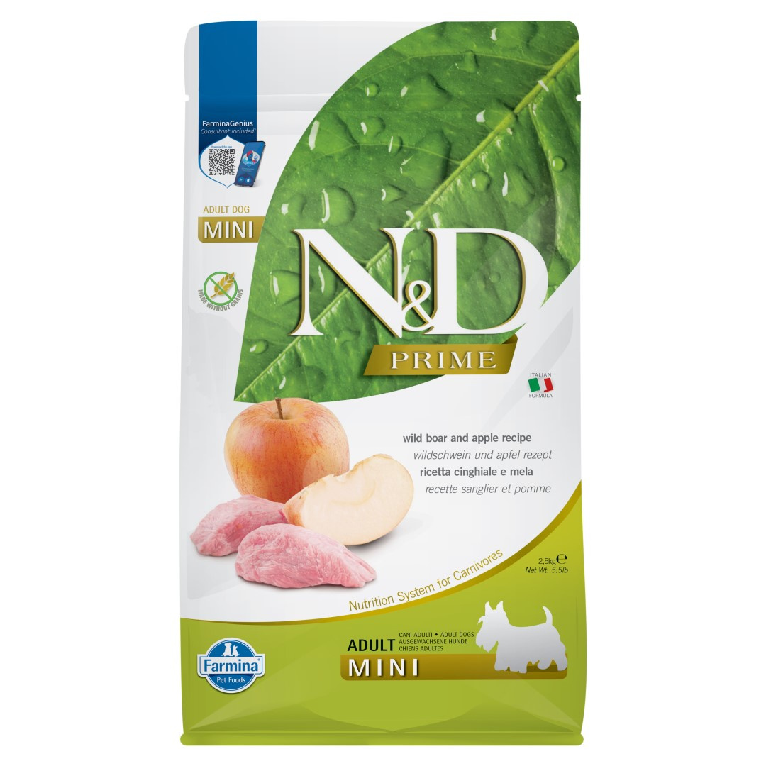 Farmina N&D Dog Prime Wild Boar Apple Adult Mini Sucha Karma Dla Dorosłych Psów Małych Ras Dzik Jabłko