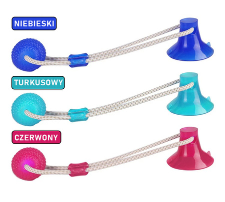 Zabawka gryzak dla psa CHEWY BALL, piłka na przyssawce kolor TURKUSOWY