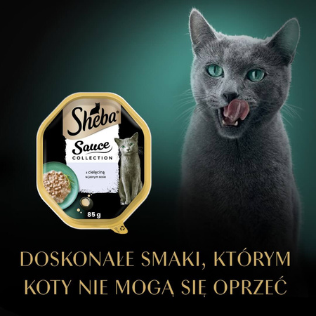 Sheba Sauce Collection Tacka 85g Mokra Karma Pełnoporcjowa Dla Kota Kawałki Z Cielęciną W Sosie