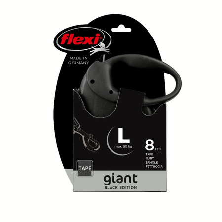 Flexi Giant L Taśma 8m Automatyczna Czarna Smycz Dla Psa Do 50kg