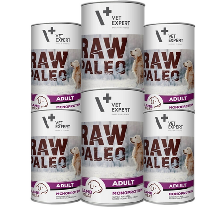 ZESTAW Karma mokra dla psów VetExpert RAW PALEO ADULT LAMB 6x 400g -  z jagnięciną