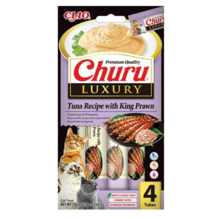 Inaba Cat Churu Luxury 8x14g (112g) Kremowy Przysmak Dla Kota Tuńczyk z Krewetką i Kurczak z Wołowiną Wagyu