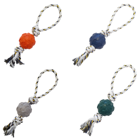 Zabawka Dla Psa Szarpak Sznur z Gryzakiem 32cm Piłka Niebieska