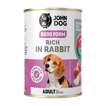 JOHN DOG Good Form Bogata w Królika 400g Mokra Karma Dla Psów Dorosłych