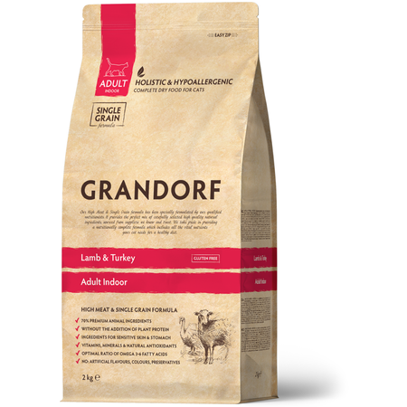 Grandorf Lamb & Turkey Adult Indoor Sucha Karma Dla Kota Niewychodzącego Z Jagnięciną I Indykiem 2kg