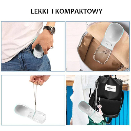 Przenośny dozownik wody dla psa, miska dla picia 550ml kolor BIAŁY