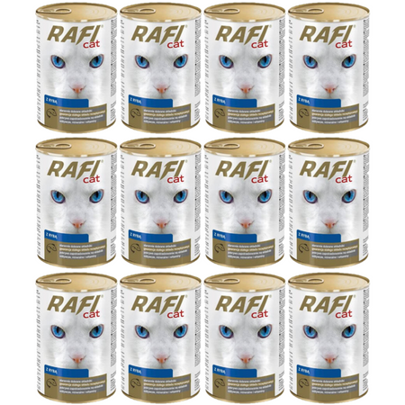 Mokra Karma dla Kotów Rafi Cat Adult z Rybą Puszka Zestaw 12 x 415g