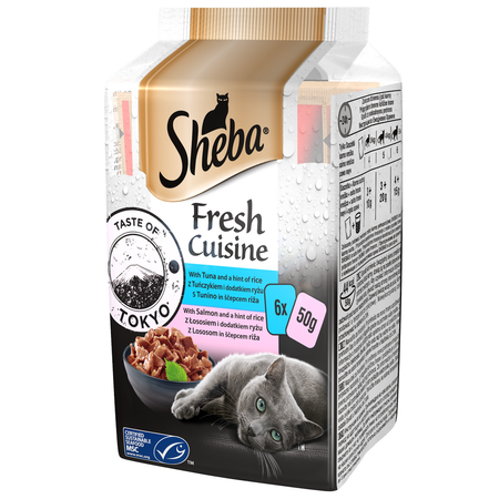 Sheba Fresh Cuisine 72x50g Mokra Karma Dla Kotów Mix Smaków Wołowina Biała Ryba Tuńczyk Łosoś W Sosie