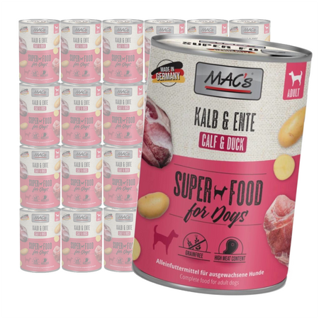 MAC's Dog Bezzbożowa Mokra Karma Dla Psa z Cielęciną i Kaczką 24x400g