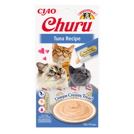 Inaba Cat Churu Tuna Recipe 4x56g Kremowy Przysmak Dla Kota Pasta Z Tuńczyka 3+1 Gratis