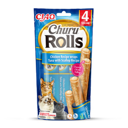Inaba Cat Churu Rolls 4x10g Przysmak Dla Kota Pałeczki z Nadzieniem Kurczak Tuńczyk Przegrzebki