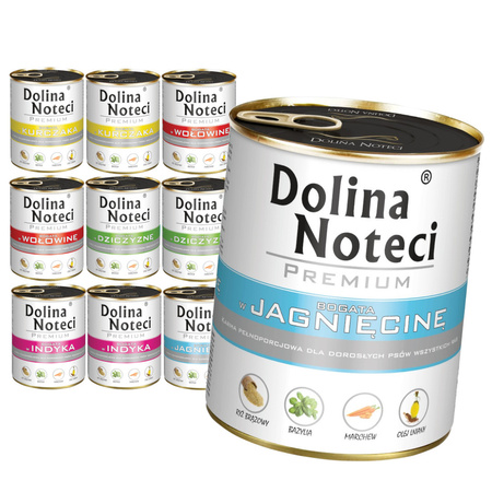 Dolina Noteci Premium Mix Smaków Bez Ryb 10x800g Mokra Karma Dla Psa Drób Wołowina Dziczyzna Jagnięcina