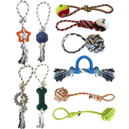 Zabawki Dla Psa Zestaw Szarpaki Gryzaki z Piłką 10 Sztuk