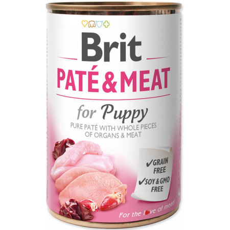 Brit Pate&Meat Mokra Karma Dla Szczeniąt z Kurczakiem i Indykiem Puszka 6x400g