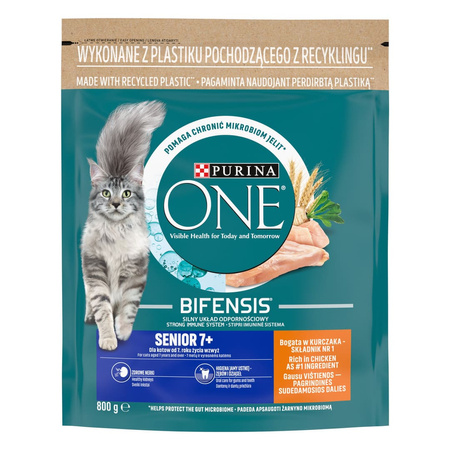 Purina One Senior 7+ Sucha Karma Dla Kota Bogata W Kurczaka I Pełne Ziarna 8x800g