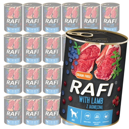Rafi 24x400g Bezzbożowa Mokra Karma Dla Psa Z Jagnięciną Żurawiną I Borówką