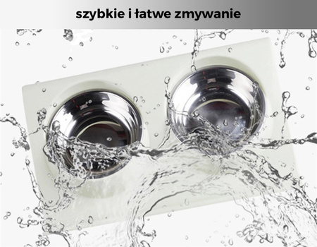 Podwójna miska metalowa z podstawką dla psa i kota 2x 0.34L Różowa L