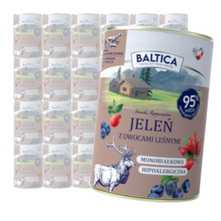 Baltica Jeleń z Owocami Leśnymi 24x400g Monoproteinowa Hipoalergiczna Bezzbożowa Mokra Karma Dla Psa