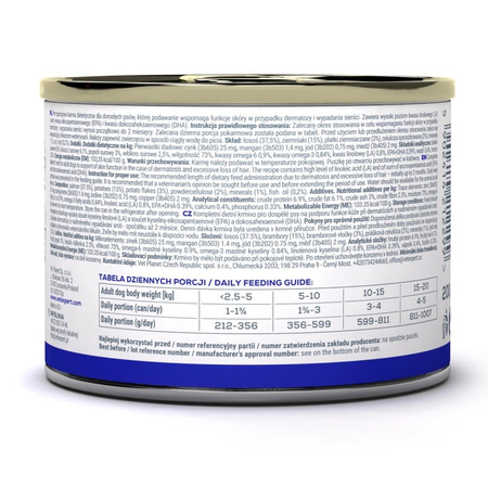 VetExpert Veterinary Diet Dermatosis Salmon & Potato 6x200g Mokra Karma Weterynaryjna Dla Psów z Zaburzeniami Dermatologicznymi