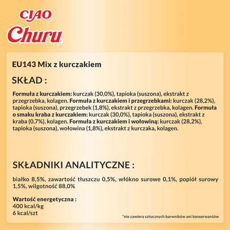 Inaba Cat Churu 40x14g (560g) Kremowy Przysmak Dla Kota Pasta Mix Z Kurczakiem