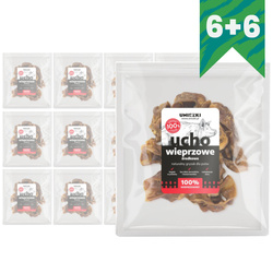 Uniszki Ucho Wieprzowe Środkowe 12x200g Naturalny Przysmak Gryzak Dla Psa 6+6 GRATIS