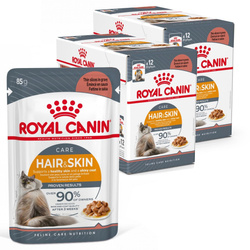 Royal Canin Hair & Skin 24x85g Mokra Karma Dla Kotów Dorosłych w Sosie Zdrowa Skóra Piękna Sierść