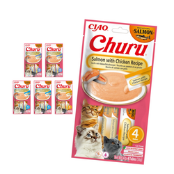 Inaba Cat Churu Salmon Recipe 24x14g Kremowy Przysmak Dla Kota Pasta Mix 3 Smaków