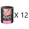 Rafi Mokra Karma dla Psów z Indykiem, Żurawiną i Borówką Puszka Zestaw 12 x 400 g