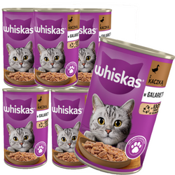 WHISKAS Adult puszka 6x 400g KACZKA mokra karma w galaretce dla dorosłych kotów