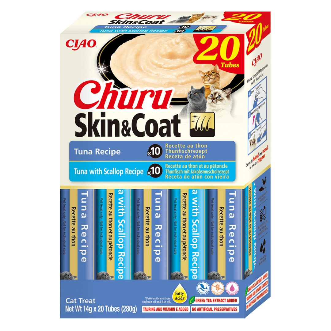 Inaba Cat Churu Skin & Coat Tuna Kremowy Przysmak Dla Kota Pasta Mix z Tuńczykiem
