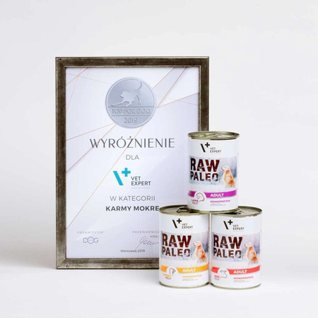 Vet Expert Raw Paleo Adult Monoprotein 400g Mokra Karma Dla Psa z Wołowiną