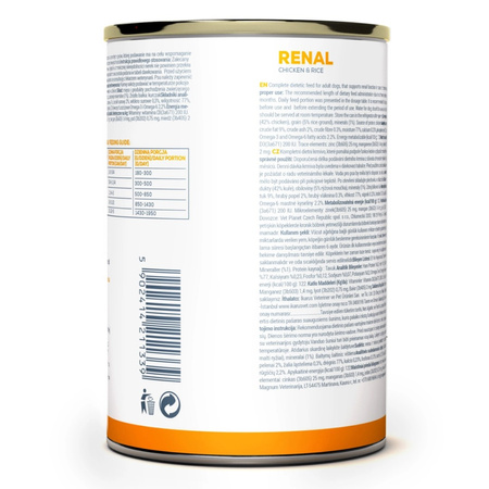 VetExpert Veterinary Diet Renal Dog 6x400g Mokra Karma Weterynaryjna z Kurczakiem Dla Psa z Niewydolnością Nerek