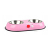 Podwójna Miska Metalowa Dla Psa i Kota Różowa 2 x 0,35L