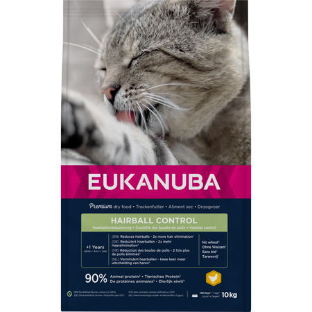 EUKANUBA Hairball Control Z Kurczakiem 10kg Sucha Karma Dla Kotów Przeciw Tworzeniu Się Kul Włosowych