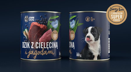 John Dog Junior DZIK z CIELECINĄ i JAGODAMI 6x800g Puszka - mokra karma dla szczeniąt