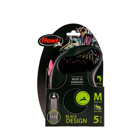 Flexi Smycz Automatyczna Dla Psa Black Design M Taśma 5 M Różowa