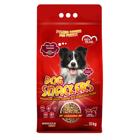 Biofeed Dog Snackers 10kg Sucha Karma Dla Dorosłych Psów Średnich I Dużych Ras Z Wołowiną