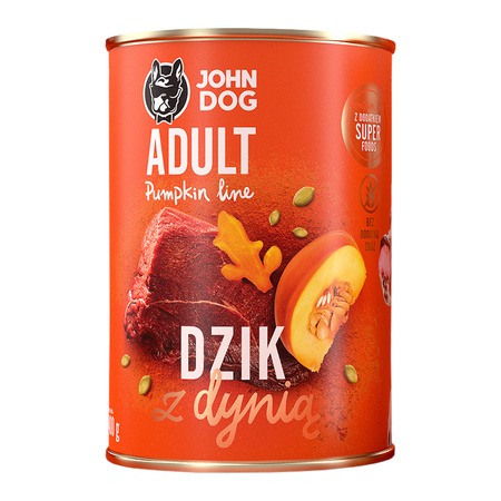 JOHN DOG Karma Mokra Dla Psa Pumpkin Line Dzik z Dynią 12x400g