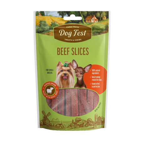 DOG FEST MINI Beef Slices 55g - Naturalne Plasterki z Wołowiny dla Psów Małych Ras, Przysmak dla Psa