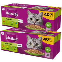 POLECANY SKLEP ✰ Whiskas Adult 80x85g Mix Smaków Mokra Karma Dla Dorosłych Kotów 4 Smaki W Galaretce ✰ SZYBKA DOSTAWA