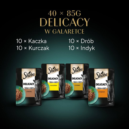 Sheba Delicacy Drobiowe Smaki Saszetki 40x85g Mokra Karma Pełnoporcjowa Dla Kota W Galaretce