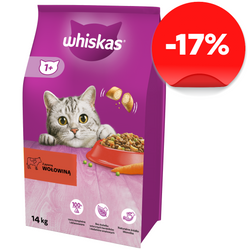 WHISKAS Adult 14kg - sucha karma dla kotów z wołowiną i warzywami
